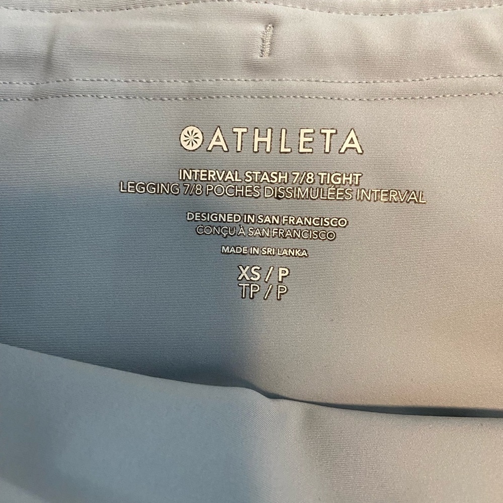 Athleta Interval Stash High Rise 7/8 Tight WORN ONCE- color Storm Cloud XSP - Picture 4 of 4
